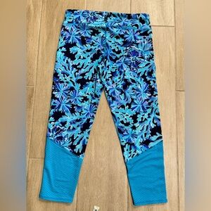 Lilly Pulitzer Luxletic Leggings in Blue and Aqua Floral SZ L